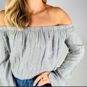 Cloth & Stone Gray Off-Shoulder Blouse